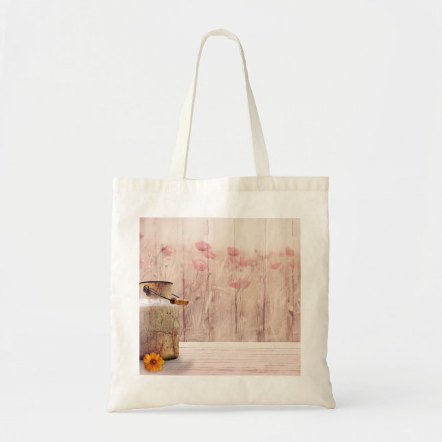 Tote Bag Lait rustique peut style rustique sur bois (Devant)