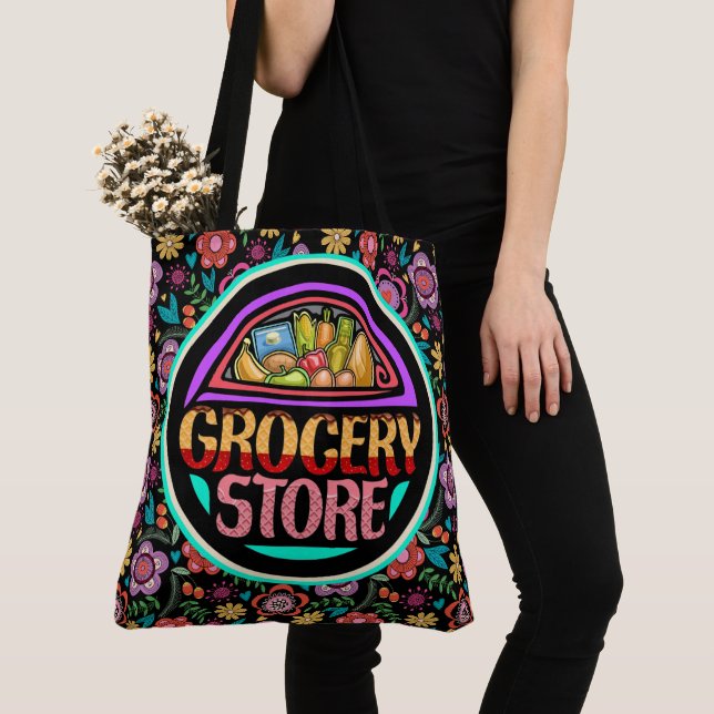 Tote Bag L'alimentation partout sur l'impression Fourre-tou (De près)