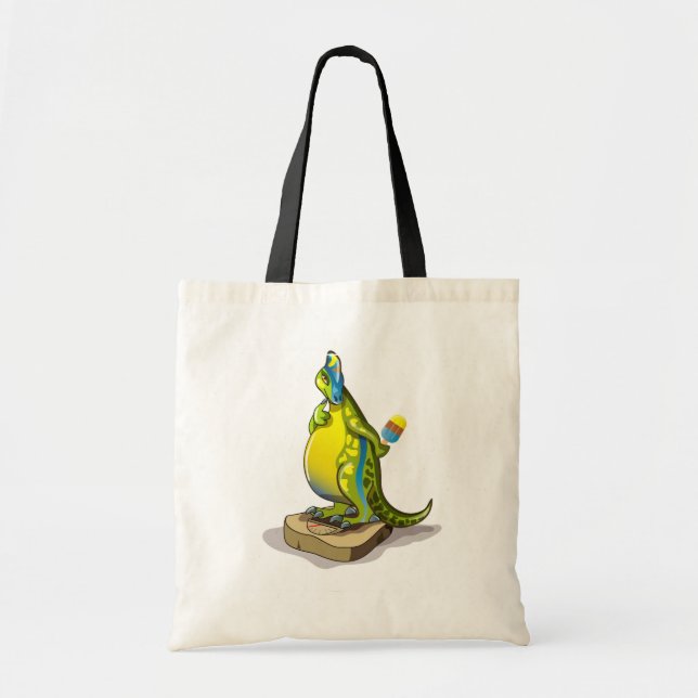 Tote Bag Lambeosaurus Se Possédant Sur Une Échelle De Poids (Devant)