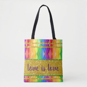 Tote Bag L'amour est amour parties scintillant arc-en-ciel