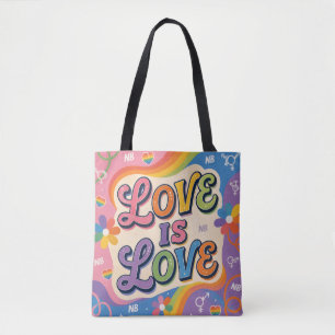 Tote Bag L'amour est l'amour Typographie Rétro Fierté