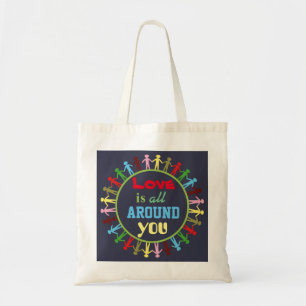 Tote Bag L'amour est tout autour de vous, gens unis