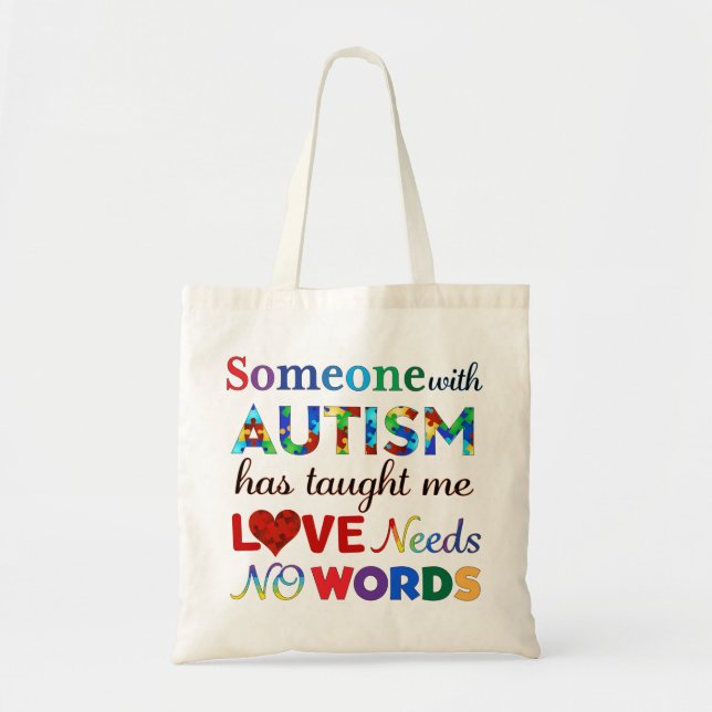 TOTE BAG L'AMOUR N'A PAS BESOIN DE MOTS AUTISME (Devant)