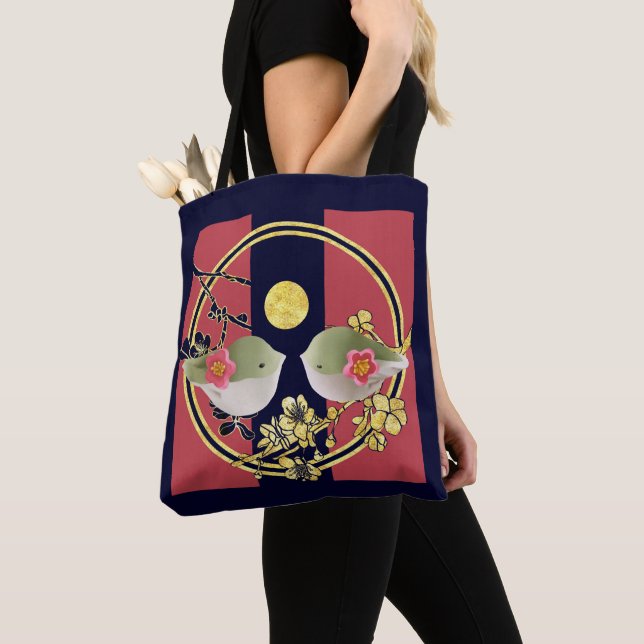 Tote Bag Lampe Wagashi Lovely Couple Bird (Dessert Japonais (De près)
