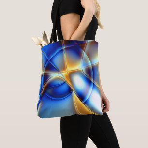 Tote Bag Lancer des lignes bleu et jaune clignotant et des