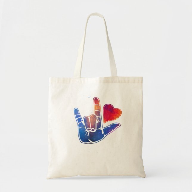 Tote Bag Langue des Signes Américaine ASL Je vous aime dans (Devant)