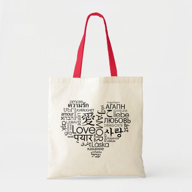 Tote Bag Langues de coeur d'amour (Devant)