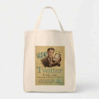 Tote Bag L'annonce sociale de médias de rétro gazouillement