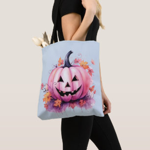Tote Bag Lanterne rose Jack-O' Bleu clair Halloween