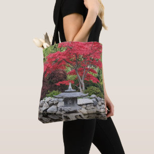 Tote Bag Lanternes de jardin japonais et feuilles d'érable