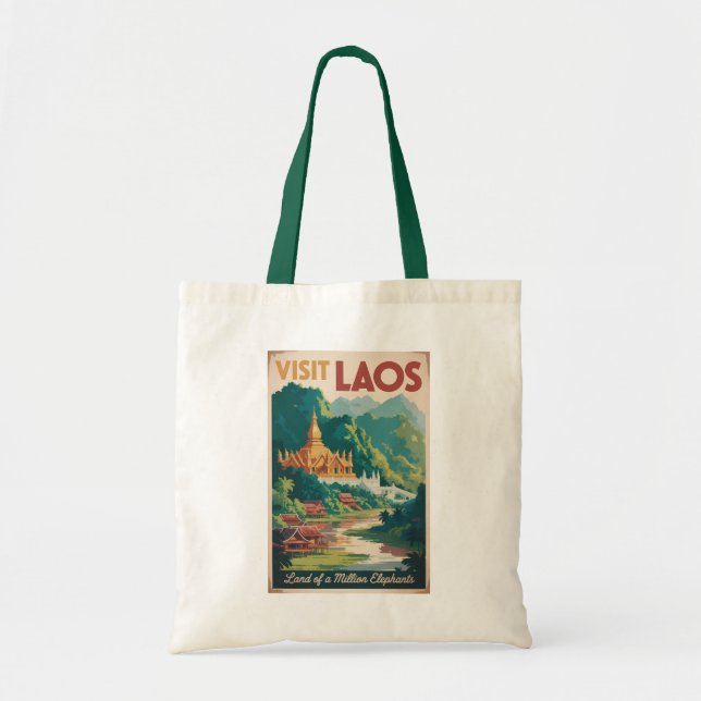 Tote Bag Laos Pha That Luang Illustration Travel Art (Devant)