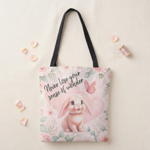 Tote Bag Lapin adorable 'n Papillon