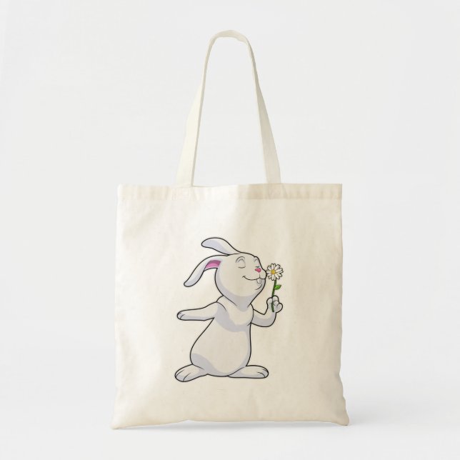 Tote Bag Lapin avec marguerite (Devant)