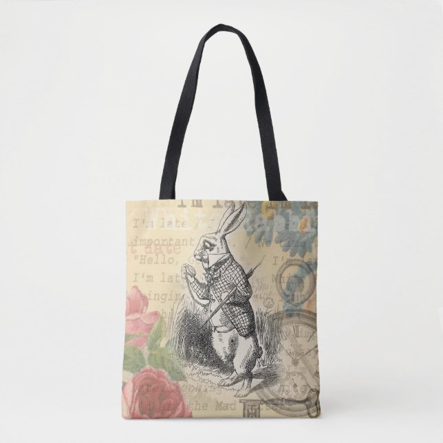 Tote Bag Lapin Blanc Aventures d'Alice au Pays des Merveill (Devant)