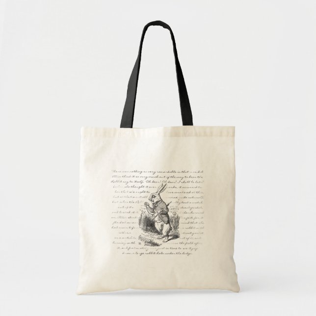 Tote Bag Lapin blanc - oh ! Oh ! Je serai en retard ! (Devant)