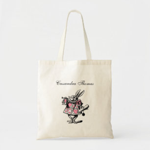 Tote Bag Lapin Blanc Trompettiste Alice Av Wonderland Rose
