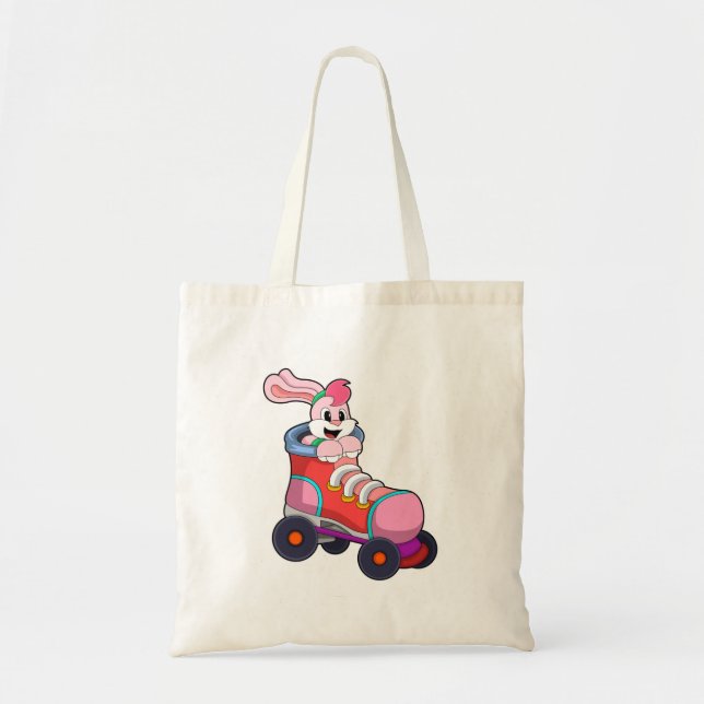 Tote Bag Lapin comme Patineur Inline avec Patins Inline (Devant)
