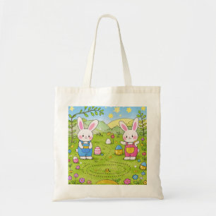 Tote Bag Lapin de caricature tenant une carotte