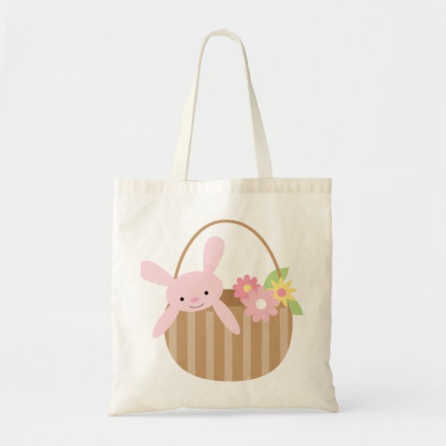 Tote Bag Lapin de Pâques dans un panier (Devant)