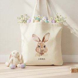 Tote Bag Lapin de Pâques personnalisé avec nom
