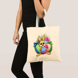 Tote Bag Lapin drôle mordant un œuf de Pâques