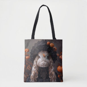 Tote Bag Lapin en costume médiéval noir