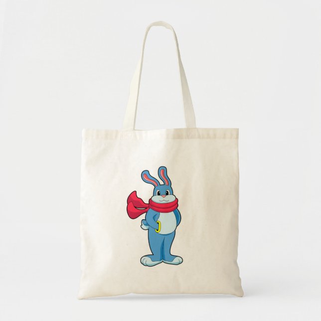 Tote Bag Lapin en hiver avec Écharpe (Devant)
