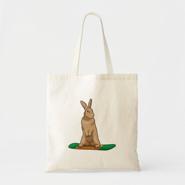 Tote Bag Lapin en Snowboard avec Snowboard (Devant)