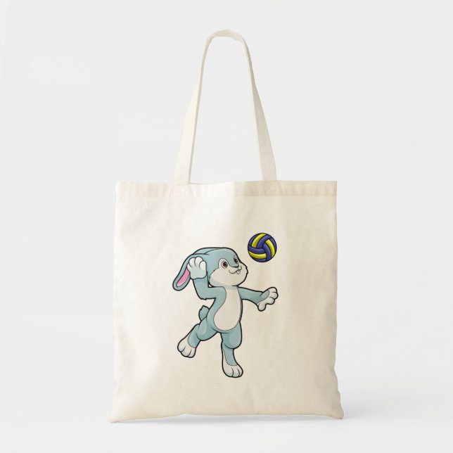 Tote Bag Lapin en sport avec volleyball (Devant)