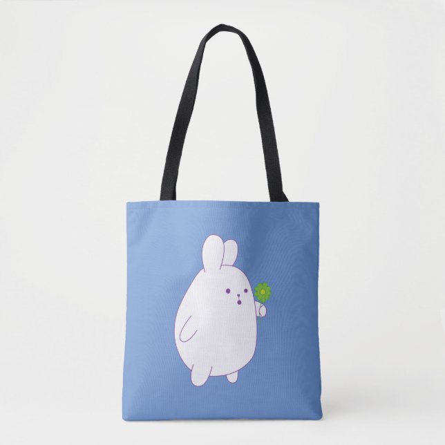 Tote Bag lapin mignon avec fleur (Devant)