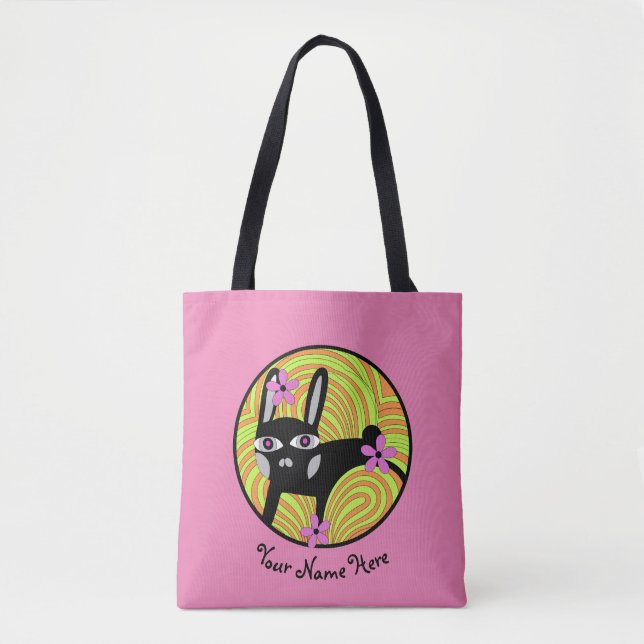 Tote Bag Lapin noir personnalisé (Devant)