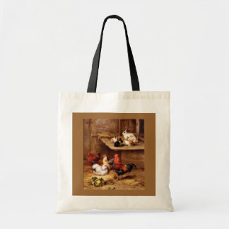 Tote Bag Lapins d'animaux de ferme de poules de coq de