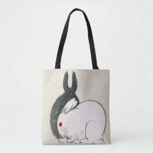 Tote Bag Lapins noirs et blancs de Kōno Bairei