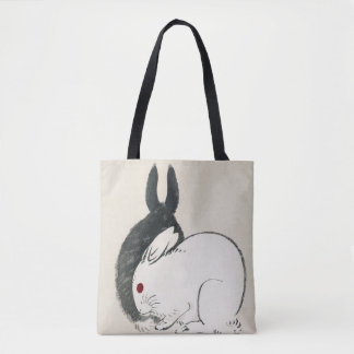 Tote Bag Lapins noirs et blancs de Kōno Bairei