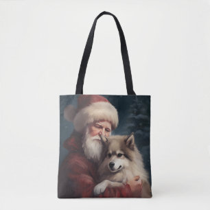 Tote Bag Lapphund finlandais Père Noël Noël festif