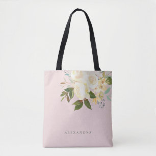 Tote Bag L'aquarelle ene ivoire florale rougissent dessus