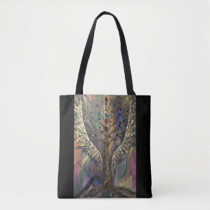Tote Bag L'arbre divin de la vie ailes célestes et bijoux
