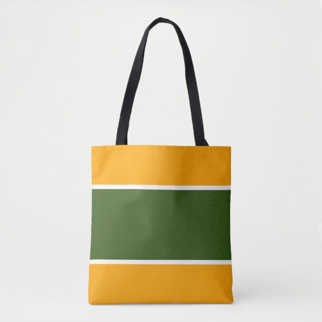 Tote Bag Large Forêt Vert Blancs Sur Gras Jaune (Devant)