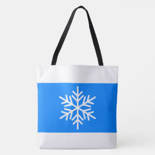 Tote Bag Larges rayures blanches et bleues alpines brillant