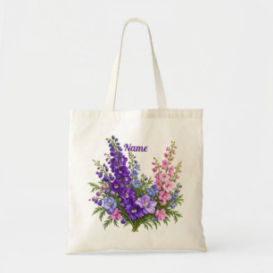 Tote Bag Larkspur fleur de naissance de juillet personnalis