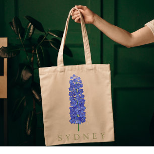 Tote Bag Larkspur Juillet personnalisé Fleur de naissance C