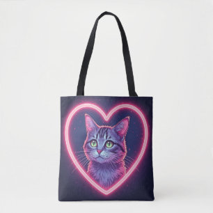 Tote Bag L'art de l'amour félin lumineux   Cadeau pour amou