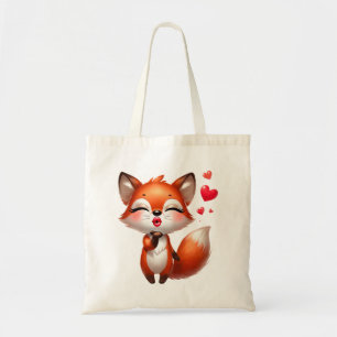 Tote Bag L'art de renard kawaii avec des cœurs