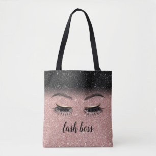 Tote Bag Lash Boss Salon Eyelash Rose Gold & Black Parties