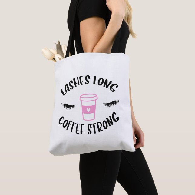 Tote Bag Lashes long café fort drôle rose (De près)