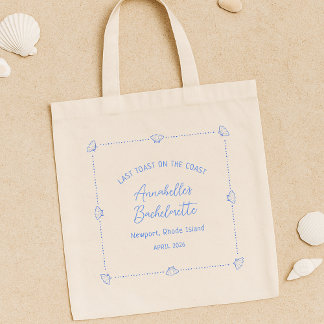 Tote Bag Last Toast on the Coast Bachelorette Party Blue
