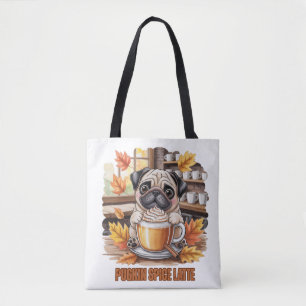 Tote Bag Latte Pailletin Caniche Mignon Drôle Automne Amour