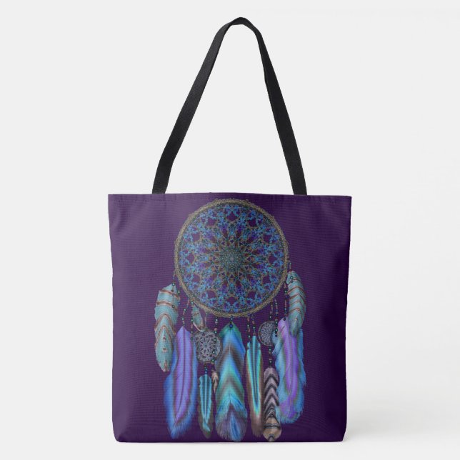 Tote Bag L'attrapeur rêveur avec une turquoise d'oiseau de (Devant)