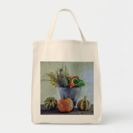 Tote Bag L'automne encore la vie avec citrouilles, fleurs