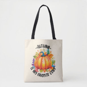 Tote Bag L'automne est ma couleur préférée - Citrouille et 